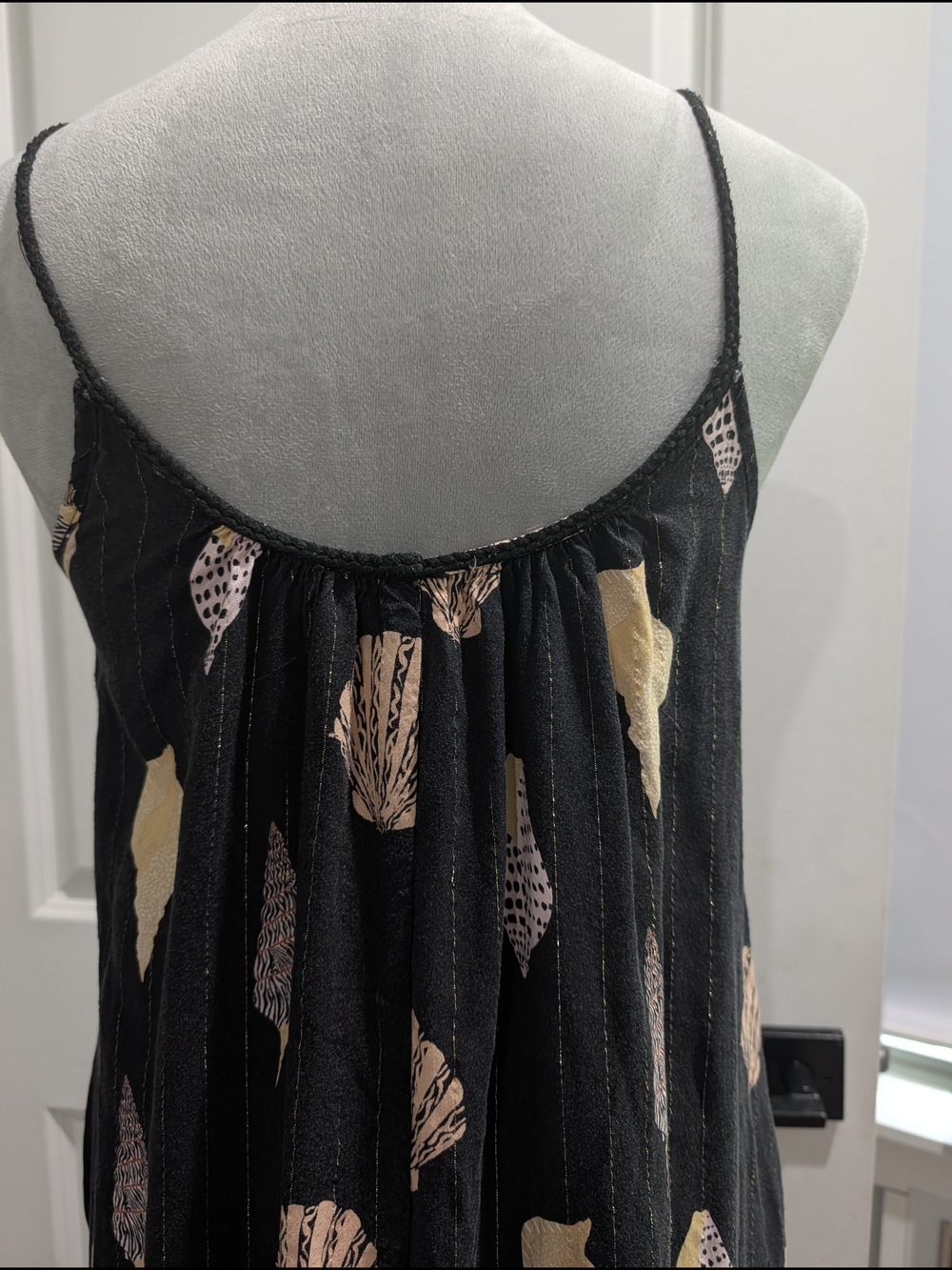 Black Sleeveless Midi Dress with Metallic Shell Print - Picture 5 of 7